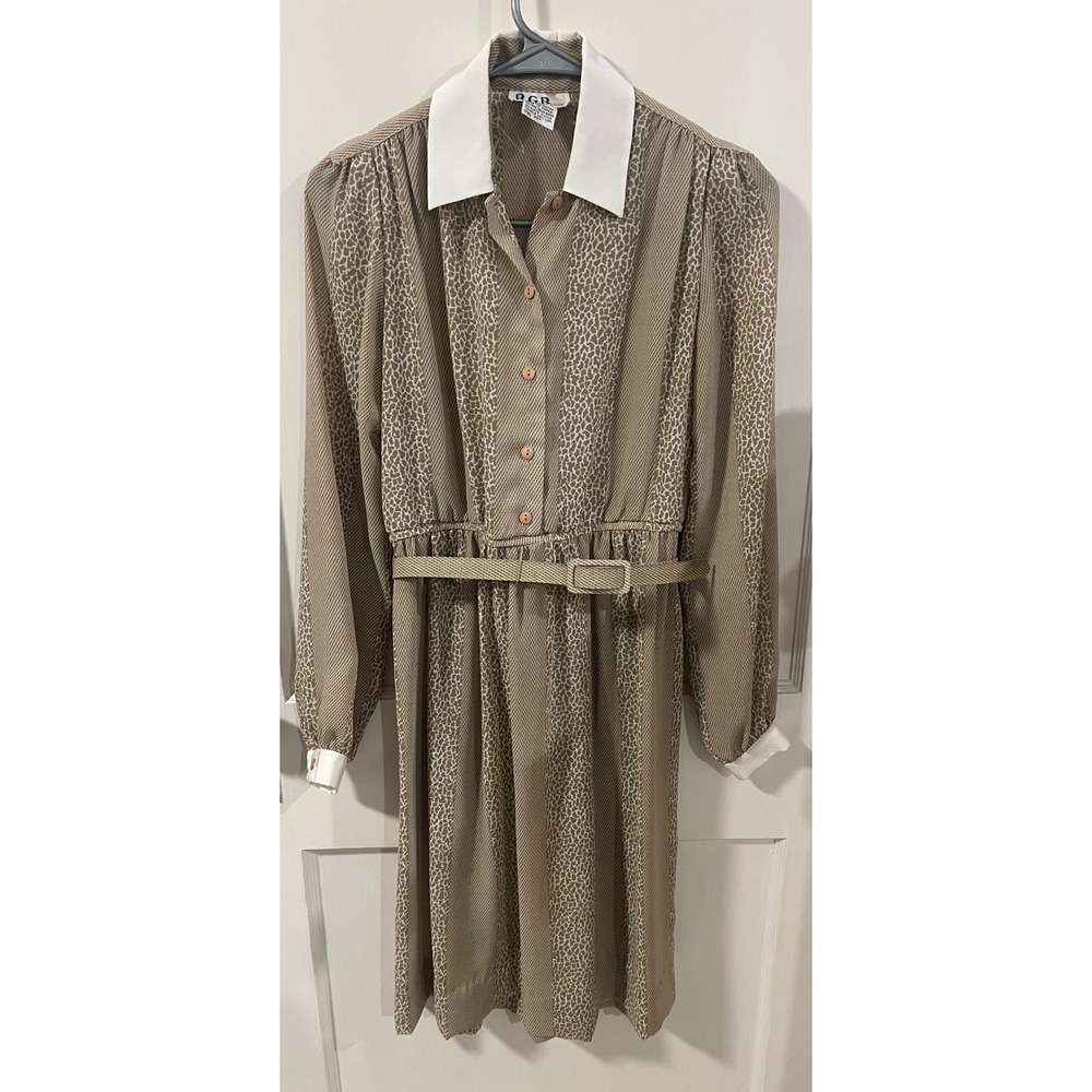B.G.B. Petites size 6 Vintage belted dress cheetah/houndstooth print long sleeve